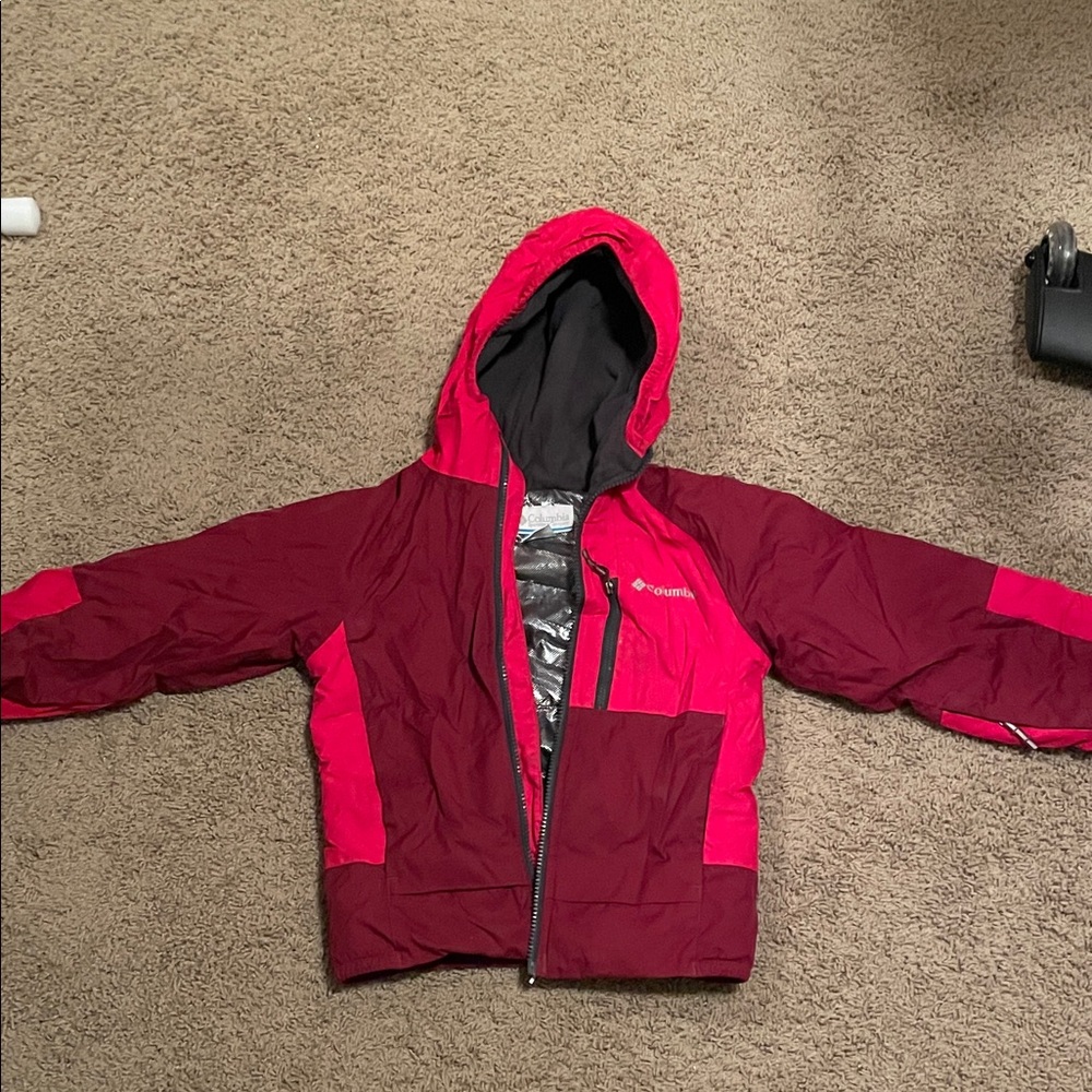 Columbia kids Two-Tone Red Hooded Jacket, 4years xxs
